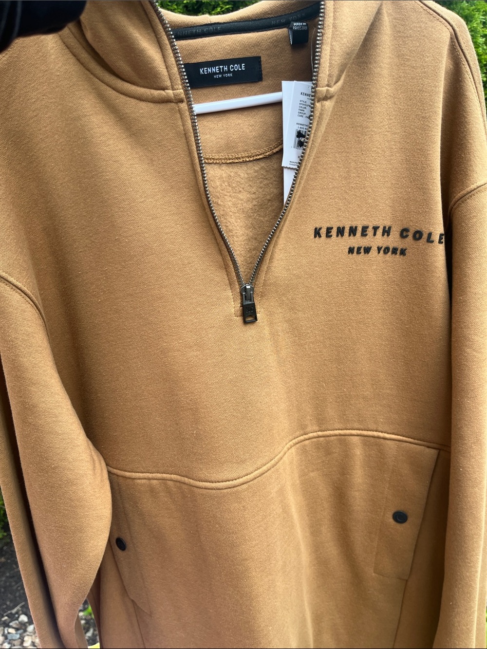 Kenneth Cole Camel/Tan Quarter-Zip Sweatshirt w/Hood Size XL